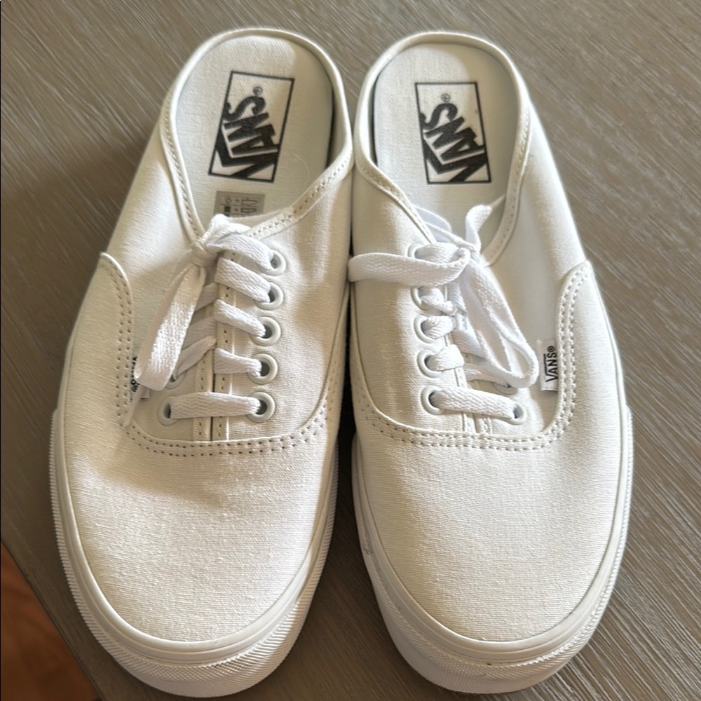 Vans White Canvas Slip-On Sneakers